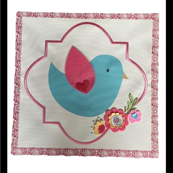 Other - Blue Pink Bird Girls Room Home Decor Floral Canvas Hanging Wall Art 11x11